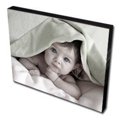 An example a baby picture reproduced onto canvas from a digital image
