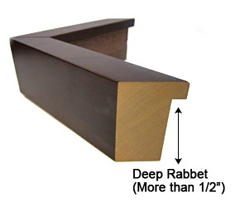 Shadow box with deep rabbet