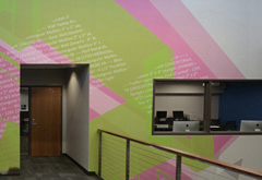 An example of a full coverage adhesive wall mural graphic
