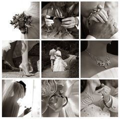 Wedding photos are a great option for collages because the images will match perfectly