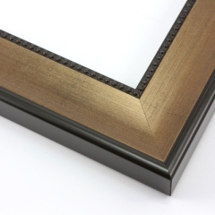 This simple, classic wood frame creates instant elegance with a gentle scoop profile and gold/copper finish with a brushed, black patina.  Fine beading in black adorns the inner lip, while the black outer edge features a basic bevel.  

2 " width: suitable for large images.  Old black and white photographs, acrylic paintings or prints.