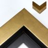 This large frame features a black 1-5/8 depth and gold 1-3/4 " wide profile. This classic frame will modernize any space.