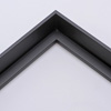 This simple, tapered edge canvas floater frame features a narrow face with a drop edge that widens internally toward the base. This style, in a classic matte black, lends a unique hovering effect to your framed canvas.
Display your favourite gallery wrapped Giclée print or painting with authentic, fine art style. These slender canvas floating frames are ideal for smaller, .75 " deep (thin) stretched canvases.
*Note: These solid wood, custom canvas floaters are for stretched canvas prints and paintings, and raised wood panels.