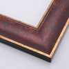 This decadent, antiqued scoop frame features a mottled face of deep red and black with a golden sheen.  The curved inner lip and flat outer edge are a mottled gold.

2.5 " width: ideal for medium and large artworks.  Add some classic flair to a family portrait photograph, or border a muted watercolour or oil painting with this old fashioned frame.