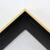 1-3/8 " curved side floated frame. The exterior curve gives elegant shape to the content of this frame. Both the face and the outer edge are a natural light wood color with a visible grain. The base and inside edge are solid mars black.