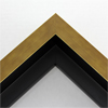 This large, L-shaped floating contemporary canvas frame in warm gold features a wide flat face.
*Note: These solid wood, custom canvas floaters are for stretched canvas prints and paintings, and raised wood panels.