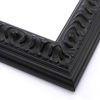 This deep, reverse profile frame features a bevelled outer edge and 45 degree inner lip, all in matte black.  Gentle distressing in the recessed of the relief design suggests an antique style, while the solid black suits modern artworks as well.

2.25 "es wide, 1.25 "es high: ideal for medium and large images.  The perfect border for  big photographs, watercolour paintings or prints.
