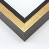 This large profile floater frame features a glossy black drop edge and shiny gold face with burgundy antiquing.
1.5 " depth from wall, and .5 " width: ideal for medium and large canvases on thin (3/4 " deep) stretcher bars. Pair this frame with a painting or Giclée print for an authentic fine art display.
*Note: These solid wood, custom canvas floaters are for stretched canvas prints and paintings, and raised wood panels.