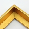 This simple, L-shape canvas floater frame features a narrow face, finished with a brushed gold foil.

Display your favourite gallery wrapped Giclée print or painting with authentic, fine art style. These floater picture frames are ideal for medium and large canvases mounted on thick (1.5 " deep) stretcher bars.

*Note: These solid wood, custom canvas floaters are for stretched canvas prints and paintings, and raised wood panels.