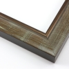 This steeply curved wood frame features a walnut wash brushed with cream-colour crosshatching. The natural wood grain is evident throughout, and the inner lip is defined with muted bronze foil.

1.75 " width: ideal for medium images. This highly versatile frame will suit a wide selection of photographs, paintings or giclee prints.