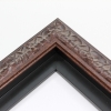 This decorative, reverse scoop stacked Floater frame features a simple relief design in bronze foil. Distressing on the valleys of the relief create an antique effect.
Ideal for medium and large size artworks. A classical photograph, painting or print would be beautifully enhanced within this high style frame.