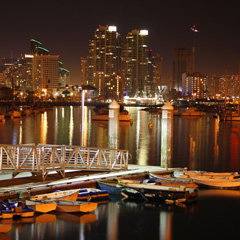 The San Diego Harbor at night, California