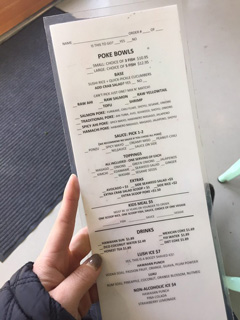 An example of a laminated menu
